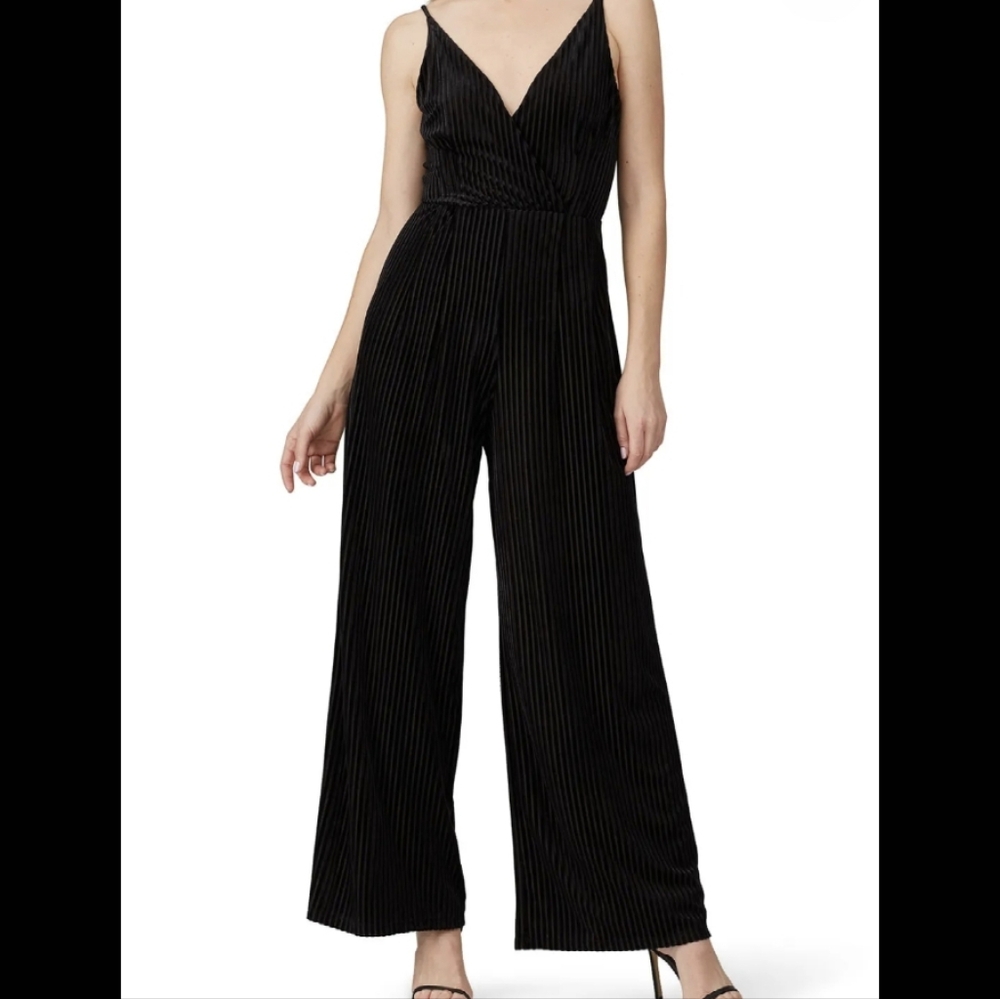 Hutch, Black Striped, Spaghetti Strap,  Velvet Jumpsuit, EUC, Women's 2